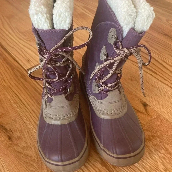 NWOT L.L. Bean purple suede leather snow  boots - Picture 1 of 6